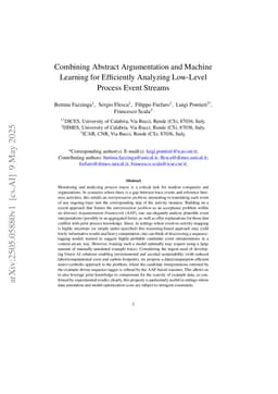 Combining Abstract Argumentation and Machine Learning for Efficiently Analyzing Low-Level Process Event Streams