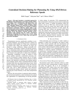 Centralized Decision-Making for Platooning By Using SPaT-Driven Reference Speeds