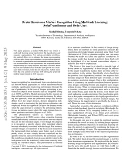 Brain Hematoma Marker Recognition Using Multitask Learning: SwinTransformer and Swin-Unet