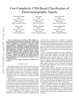 Low-Complexity CNN-Based Classification of Electroneurographic Signals