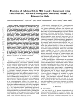Prediction of Delirium Risk in Mild Cognitive Impairment Using Time-Series data, Machine Learning and Comorbidity Patterns -- A Retrospective Study