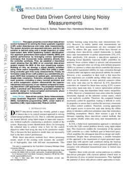 Direct Data Driven Control Using Noisy Measurements