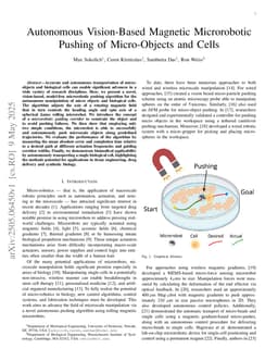 Autonomous Vision-Based Magnetic Microrobotic Pushing of Micro-Objects and Cells