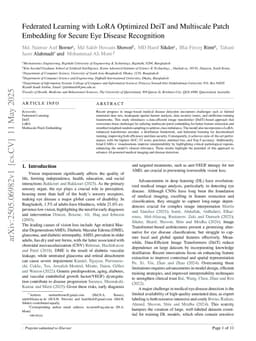 Federated Learning with LoRA Optimized DeiT and Multiscale Patch Embedding for Secure Eye Disease Recognition