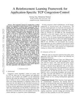 A Reinforcement Learning Framework for Application-Specific TCP Congestion-Control