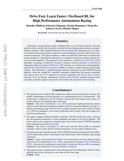 Drive Fast, Learn Faster: On-Board RL for High Performance Autonomous Racing