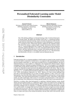 Personalized Federated Learning under Model Dissimilarity Constraints