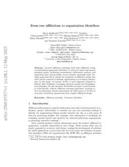 From raw affiliations to organization identifiers