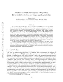 Emotion-Gradient Metacognitive RSI (Part I): Theoretical Foundations and Single-Agent Architecture