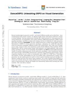 DanceGRPO: Unleashing GRPO on Visual Generation