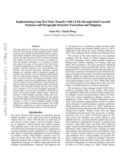 Implementing Long Text Style Transfer with LLMs through Dual-Layered Sentence and Paragraph Structure Extraction and Mapping