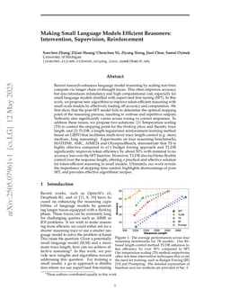 Making Small Language Models Efficient Reasoners: Intervention, Supervision, Reinforcement