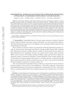 Probabilistic approach to longitudinal response prediction: application to radiomics from brain cancer imaging
