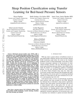 Sleep Position Classification using Transfer Learning for Bed-based Pressure Sensors