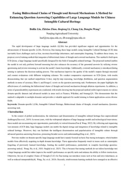 Fusing Bidirectional Chains of Thought and Reward Mechanisms A Method for Enhancing Question-Answering Capabilities of Large Language Models for Chinese Intangible Cultural Heritage