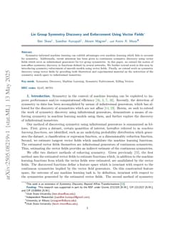 Lie Group Symmetry Discovery and Enforcement Using Vector Fields