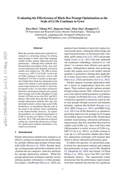 Evaluating the Effectiveness of Black-Box Prompt Optimization as the Scale of LLMs Continues to Grow