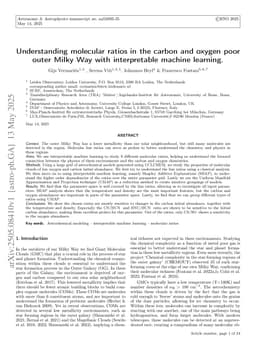 Understanding molecular ratios in the carbon and oxygen poor outer Milky Way with interpretable machine learning