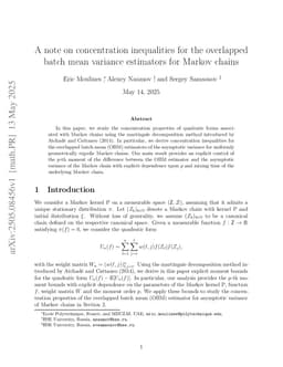 A note on concentration inequalities for the overlapped batch mean variance estimators for Markov chains