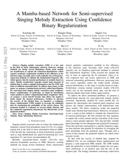 A Mamba-based Network for Semi-supervised Singing Melody Extraction Using Confidence Binary Regularization
