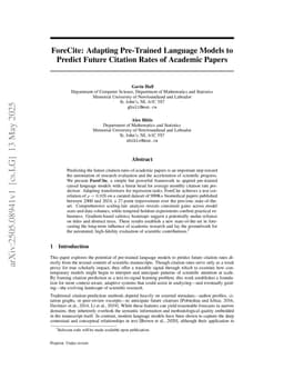 ForeCite: Adapting Pre-Trained Language Models to Predict Future Citation Rates of Academic Papers