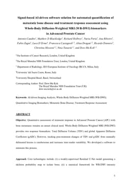 Signal-based AI-driven software solution for automated quantification of metastatic bone disease and treatment response assessment using Whole-Body Diffusion-Weighted MRI (WB-DWI) biomarkers in Advanced Prostate Cancer