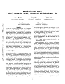 Unencrypted Flying Objects: Security Lessons from University Small Satellite Developers and Their Code