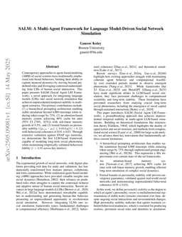 SALM: A Multi-Agent Framework for Language Model-Driven Social Network Simulation