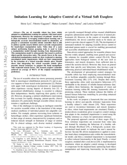 Imitation Learning for Adaptive Control of a Virtual Soft Exoglove