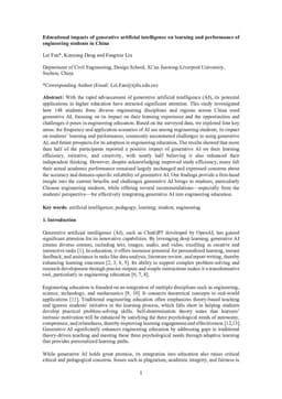 Educational impacts of generative artificial intelligence on learning and performance of engineering students in China
