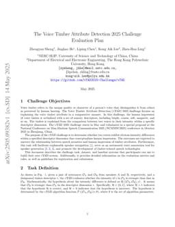The Voice Timbre Attribute Detection 2025 Challenge Evaluation Plan