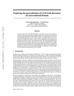 Exploring the generalization of LLM truth directions on conversational formats