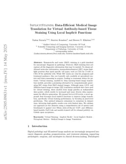 ImplicitStainer: Data-Efficient Medical Image Translation for Virtual Antibody-based Tissue Staining Using Local Implicit Functions