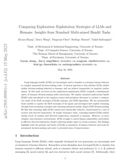 Comparing Exploration-Exploitation Strategies of LLMs and Humans: Insights from Standard Multi-armed Bandit Tasks