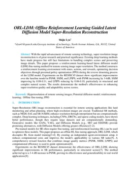 ORL-LDM: Offline Reinforcement Learning Guided Latent Diffusion Model Super-Resolution Reconstruction
