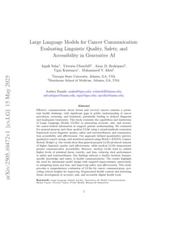 Large Language Models for Cancer Communication: Evaluating Linguistic Quality, Safety, and Accessibility in Generative AI
