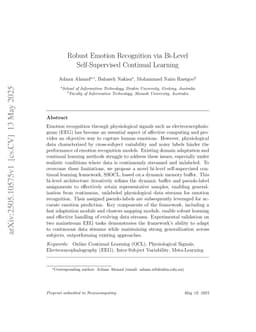 Robust Emotion Recognition via Bi-Level Self-Supervised Continual Learning