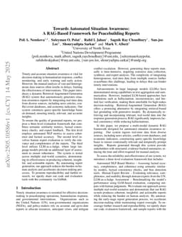Towards Automated Situation Awareness: A RAG-Based Framework for Peacebuilding Reports