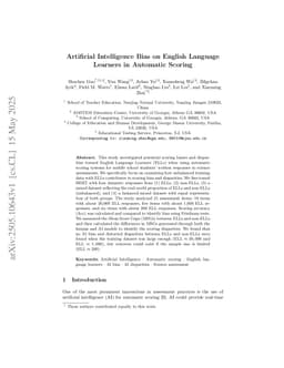Artificial Intelligence Bias on English Language Learners in Automatic Scoring