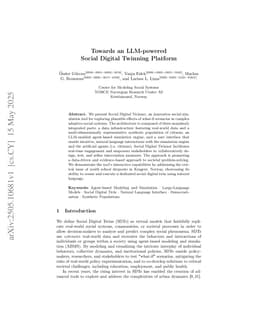 Towards an LLM-powered Social Digital Twinning Platform