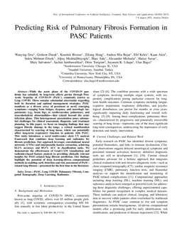 Predicting Risk of Pulmonary Fibrosis Formation in PASC Patients