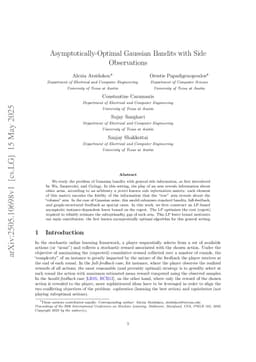 Asymptotically-Optimal Gaussian Bandits with Side Observations
