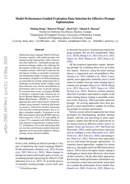 Model Performance-Guided Evaluation Data Selection for Effective Prompt Optimization