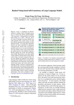 Ranked Voting based Self-Consistency of Large Language Models