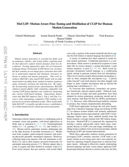 MoCLIP: Motion-Aware Fine-Tuning and Distillation of CLIP for Human Motion Generation