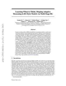 Learning When to Think: Shaping Adaptive Reasoning in R1-Style Models via Multi-Stage RL