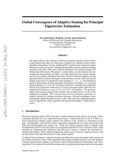 Global Convergence of Adaptive Sensing for Principal Eigenvector Estimation