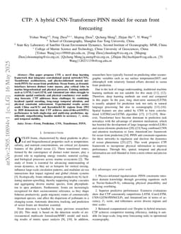 CTP: A hybrid CNN-Transformer-PINN model for ocean front forecasting