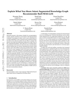 Explain What You Mean: Intent Augmented Knowledge Graph Recommender Built With LLM