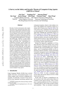 A Survey on the Safety and Security Threats of Computer-Using Agents: JARVIS or Ultron?